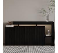Hanah Home Beliz - Consola de Madera Negra con LED