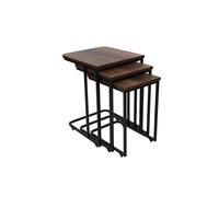 Hanah Home Ce Metal Zigon - 9401 Juego de Mesas Nido (3 Piezas) Nogal y Negro