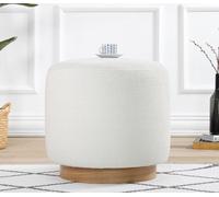 Hanah Home, Cheriton (puf), color crema, otomana, 50% algodón / 50% lino, color crema, 45 x 45 x 42 cm