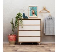 Hanah Home Cómoda Moderna Roble y Blanco con 4 Cajones