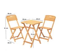 Hanah Home Conjunto de Mesa y Sillas de Jardín My001 en Madera de Haya