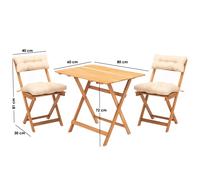 Hanah Home Conjunto de mesa y sillas de jardín My003A de 3 piezas en madera de haya