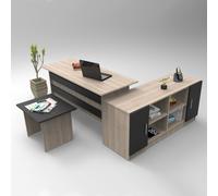 Hanah Home Conjunto de Muebles de Oficina Vo10-Ob Roble y Negro