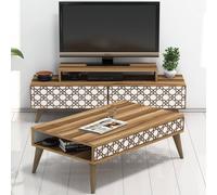 Hanah Home Conjunto de Muebles de Salón City - Nogal y Blanco