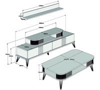 Hanah Home Conjunto de muebles de salón Eylül - Nogal