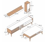 Hanah Home Conjunto de muebles de salón Valensiya - Nogal