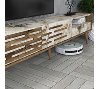 Hanah Home Conjunto de Muebles de Salón Valensiya - Nogal, Blanco y Mármol