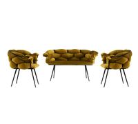 Hanah Home Conjunto de sofás Balon - 2138 Ocre y Negro