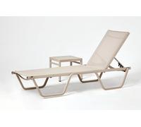 Hanah Home Conjunto de Tumbona y Mesa Lateral Beige