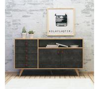 Hanah Home Consola Moderna Roble y Gris Oscuro