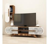 Hanah Home Defne Mueble de TV Nogal y Crema con Estantería