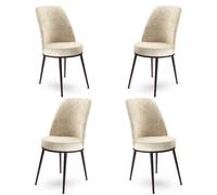 Hanah Home Dexa - Crema, Marrón (Set de 4 sillas)