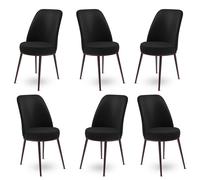 Hanah Home Dexa Juego de 6 Sillas Negro y Marrón