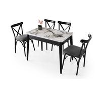 Hanah Home Dolunay - 1281 Mesa de comedor extensible mármol blanco