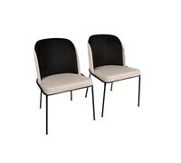 Hanah Home Dore 145 V2 Juego de Sillas de Terciopelo Negro y Crema