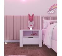 Hanah Home Elegant Nightstand with Single Drawer, Matte White, 60 x 45 x 42 cm | 100% Melamine Coated Particle Board 18 mm Thick | Stylish & Functional Storage Solution