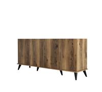 Hanah Home Elegante 1604 Consola Nogal y Mármol Negro