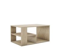 Hanah Home Elegante Mesa de café con opción de Montaje en Pared, Color travertino, 80 x 50 x 40 cm, 100% melamina, 18 mm de Grosor, Almacenamiento Elegante y bandejas para la Vida Moderna