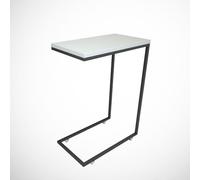 Hanah Home Elegante Mesa Lateral Blanca con Patas de Metal con Ruedas, 46 x 62 x 26 cm, 100% melamina, 18 mm de Grosor, diseño Moderno y Funcional para el hogar y la Oficina