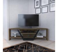 Hanah Home Elegante Soporte para televisión, Oud Oak & Black, 120 x 35 x 36,8 cm, Tablero de partículas Recubierto de melamina 100%, 18 mm de Grosor, diseño Moderno para Salas de Estar y Espacios de