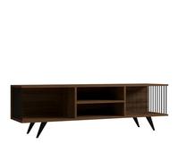 Hanah Home Elegante Soporte para TV de Nogal, 160 cm de Ancho, 48,6 cm de Alto, 40 cm de Profundidad | 100% melamina revestida de partículas, 18 mm de Grosor | Ample Shelves for Modern Living Rooms