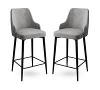 Hanah Home Enox Juego de 2 Taburetes de Bar Gris y Negro