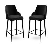 Hanah Home Enox - Juego de 2 Taburetes de Bar Negros