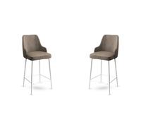 Hanah Home Enox Taburetes de Bar Cappuccino y Blanco (Set de 2)