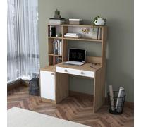 Hanah Home Escritorio de Estudio y Estantería HA126 - 4117 Nogal y Blanco