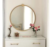 Hanah Home Espejo Redondo de Metal Dorado A708