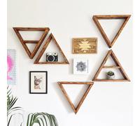 Hanah Home Estantería de Pared de Madera de Abeto, Set de 5 Piezas, Nogal