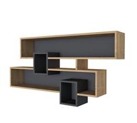 Hanah Home Estantería de Pared Escandinava Zafiro y Antracita