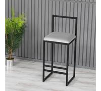 Hanah Home, estilo nórdico - Taburete, color crema, material: metal, dimensiones: 35 x 84 x 35 cm