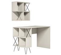 Hanah Home Extra 2 - Mesa de estudio con estantería de pared, Crema y Negro