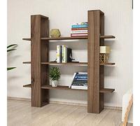 Hanah Home - Funda para Libros de Estilo escandinavo, Acabado de Nogal, 120 x 120 x 23,2 cm, 100% melamina, 18 mm de Grosor, Pared de montaña, múltiples estantes para Almacenamiento Adicional
