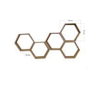 Hanah Home Hex002 Estantería de Pared de Madera de Abeto, 5 Piezas, Nogal