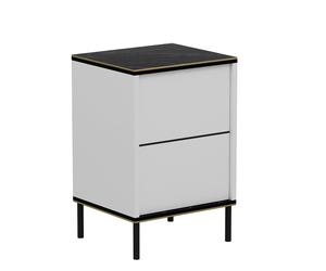 Hanah Home Imaj Mesilla de noche - Blanco, Negro y Dorado