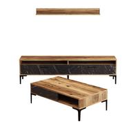 Hanah Home Istanbul Conjunto de Muebles de Salón Nogal y Mármol Negro