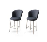 Hanah Home Juego de 2 Taburetes de Bar Antracita y Cromo