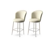 Hanah Home Juego de 2 Taburetes de Bar Crema y Cromo