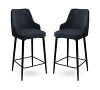 Hanah Home Juego de 2 Taburetes de Bar Enox Antracita y Negro