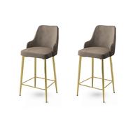 Hanah Home Juego de 2 Taburetes de Bar Enox Cappuccino y Dorado
