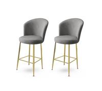 Hanah Home Juego de 2 Taburetes de Bar Fora Gris y Dorado