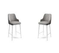 Hanah Home Juego de 2 Taburetes de Bar Gris y Blanco