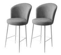 Hanah Home Juego de 2 Taburetes de Bar Gris y Blanco