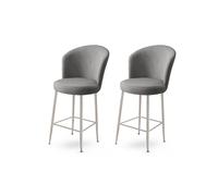 Hanah Home Juego de 2 Taburetes de Bar Gris y Cromo