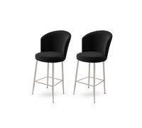 Hanah Home Juego de 2 Taburetes de Bar Negro y Cromo
