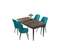 Hanah Home Juego de Comedor de 5 Piezas Barroco y Turquesa