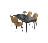 Hanah Home Juego de Comedor de 5 Piezas Mármol Negro y Cappuccino