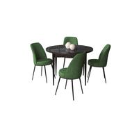 Hanah Home Juego de Comedor de 5 Piezas, Mármol Negro y Caqui